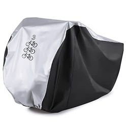 Maveek Telo Copri Bicicletta Da Esterno Per 3 Bici, in nylon resistente 190T impermeabile Telo Bici ,resistente alla polvere e ai raggi UV, per mountain bike e bici da strada (Nero & Argento)