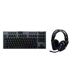 Logitech G733 Lightspeed, cuffia con microfono gaming wireless con Blue Vo!ce e G915 TKL Lightspeed, tastiera gaming meccanica wireless RGB senza tastierino numerico per PC/Mac - Nero