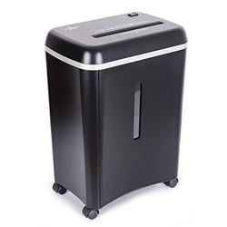 Wolverine SD9101 Papierversnipperaar met 8 vellen, P5, hoge veiligheid, met microsnede voor zwaar papier en creditcards, ultrastil, met afneembare lade met een inhoud van 17 liter (zwart)