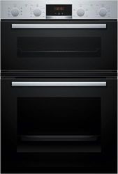 Bosch, Series 4, MBA533BS3B, 60cm Built-in Double Oven with 3D Hotair, EcoClean Direct, LED-display control and Pop-out knobs in Stainless steel