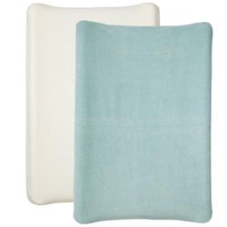 Babycalin - 2 Housses matelas à langer 50x70 cm Blanc/Bleu Vert - Housse matelas à langer Universelle en éponge 100% Coton - Bords élastiques - Housses de matelas à langer Facile à installer