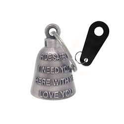 Colorful Motorcycle Bell with Hanger for Biker, Good Luck Biker Bells & Motorcycle Accessories, Key Chain for Luck, Ride Safely&i Need You Here With Me&love U, Medium