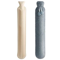 Homealexa Bouillotte Eau Chaude Longue avec Housses, Bouillotte Fourrure Extérieure 2 Litres, Grande Bouillotte Polaire