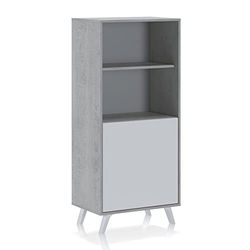 Wink Design Bar, Mueble Alto, Los Paneles ecológicos de Madera, melamina, Alerce Blanco, Cemento, H135 x 60 x 40 cm