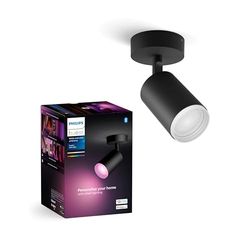 Philips Hue White & Color Ambiance Fugato Spot 1 flg. nero 1x350lm, dimmerabile, 16 milioni di colori, controllabile tramite app, compatibile con Amazon Alexa (Echo, Echo Dot)