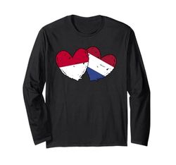 Indonesia Países Bajos Corazones Bandera Indonesia Holandesa Banderas Manga Larga