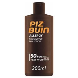 PIZ BUIN Allergy Sun Sensitive Skin Lotion FPS 50 (200 ml), protetor solar corporal com FP50, proteção solar muito alta para peles sensíveis, loção corporal com filtros UVA/UVB