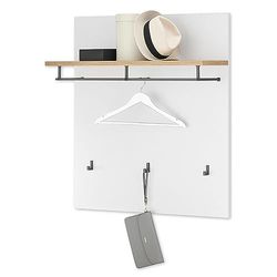 Stella Trading Milan Panneau de vestiaire Blanc, Aspect chêne Artisan - Tablette Porte-Chapeaux Moderne avec Crochets muraux fiables pour Vestes & Sacs - 85 x 95 x 27 cm (L/H/P)