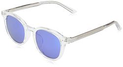 Ocean Sunglasses Fashion Cool Unisex Flat Lens Sunglasses Men Women, Occhiali da Sole, Shiny Tranp White, 46/21/138