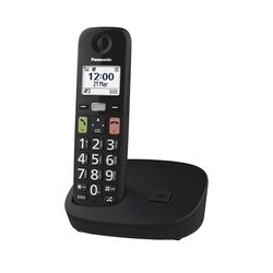 Panasonic KX-TGU110EXB Téléphone Numérique sans Fil, Écran LCD, Grosses Touches, Appel Favori, Compatible avec Les Appareils Auditifs, Noir