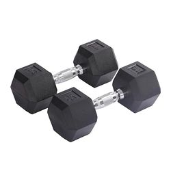 Endless Pair of 10 kg (2 x 22 LB) Hexagon gummibelagd dubbell | svart | material: järn och gummi | perfekt för kroppsbyggnad, fitness, viktlyft och träning hemma eller gymmet