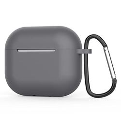 Funda de Silicona Compatible con AirPods 3.ª generación 2021, Funda de protección Completa a Prueba de Golpes para Airpods 3 con Llavero, Gris