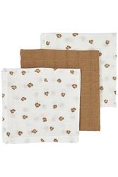 Meyco Baby Mini Panther washandjes, 3-delig (mousseline doekjes, mousseline doekjes van 100% katoen, absorberend & sneldrogend, multifunctioneel), toffee
