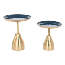 Home ESPRIT Set van 2 tafels blauw goud 40,5 x 40,5 x 48 cm