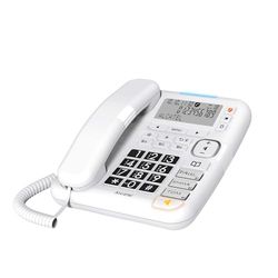 ALCATEL TMAX 70 - Téléphone Fixe Filaire Senior - Grand Ecran - Grandes Touches - Mains Libres - Audio Boost - Blocage D'Appels - Sonnerie Extra Forte - Compatible Aides Auditives - Blanc