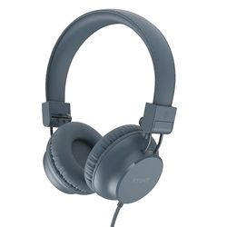 RYGHT – R484314 – NIMA – bekabelde hoofdtelefoon – helder en diep stereogeluid – opvouwbaar en licht, geïntegreerde microfoon, gevoerde oorschelpen – 1,2 meter kabel – grijs/blauw