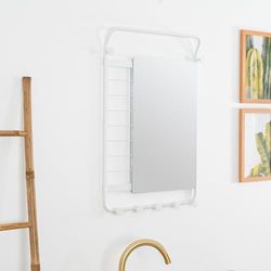 FurnitureR Miroir Mural rectangulaire avec Cadre en métal Blanc de qualité supérieure, Design Moderne, Grand Miroir pour Couloir, Salle de Bain, Salon et Plus Encore, 50 x 70 cm