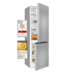 Exquisit KGC320-95-E-040C inoxlook Kühl-Gefrierkombiniation, 60 cm breit, 315 L, LED Beleuchtung, Temperatureinstellung, Edelstahloptik