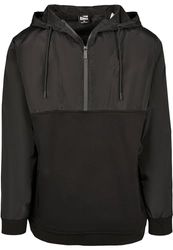 Urban Classics Heren capuchontrui Military Half Zip Hoody met schouderinzet, zwart (Black 00007), L