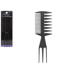 Peigne à cheveux 3 en 1 en plastique noir - 1 pièce - Outil polyvalent pour cheveux - Peigne de qualité supérieure pour coiffer et démêler