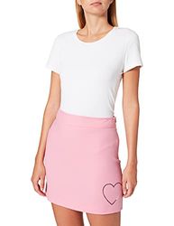 Love Moschino Tube-rok stretch wol stof. Aangepaste matching Hue-strass hart met glanzende print aan de voorkant. Damesrok, Snoep Roze, 46 NL