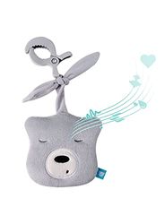 myHummy Baby slaaphulp met geluid beer "mini" lichtgrijs met klem, hartslag en witte ruis om te kalmeren, automatische uitschakeling, Sleep Aid White Noise Sound Bear voor baby's