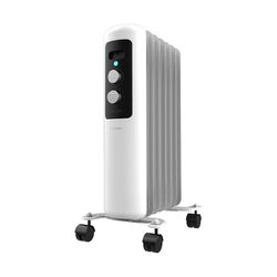Cecotec ReadyWarm 750 Space White Elektrische olieradiator, laag stroomverbruik, 7 modules, 1500 W, 3 standen, veiligheidssysteem en wielen, ideaal voor 15 m², wit