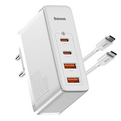 Baseus Cargador USB C múltiple de 100W, Fuente de alimentación USB C con GAN Tech, Puertos 2C + 2A Cargador rápido Universal para iPhone 12 Pro MAX / 12 Mini / 13 / Galaxy