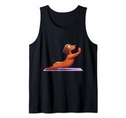Lindo perro de yoga perro salchicha divertido Camiseta sin Mangas