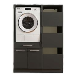 Laundreezy Lavadora y Armario Multiusos, Color Blanco, Certificado TUV con Mucho Espacio de Almacenamiento, Madera de ingeniería, Antracita, Kombi 15