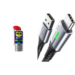WD-40 Specialist Contact Cleaner Spray - Precision Electronic Cleaning Solution for Switches & INIU USB C Charger Cable 2m 3.1A Type C Cable Fast Charging, Braided USB A to USB-C Phone Charger