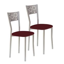 ASTIMESA SCPRBU Deux chaises de Cuisine, métal, Bordeaux, Hauteur d'assise 45 cm