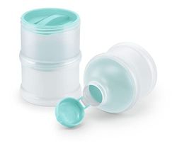 NUK 10256342 - Dosificador de leite em pó (3 compartimentos, sem BPA), cor azul e branco translúcido