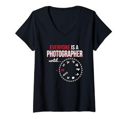 Mujer Todo el mundo es un fotógrafo Cámara Fotografía Manual Camiseta Cuello V