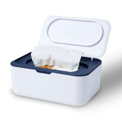 Cheerhom Wet Wipes Box for Baby, Box Wet Toilet Paper, Box for Wet Wipes with Lid, Moist Toilet Paper Box Blue, Wet Paper Box for Bedroom, Car and Office