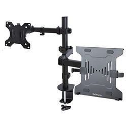 StarTech.com Monitor Arm met VESA Laptopbeugel, voor Enkel Scherm (Max 32"/8kg) en Laptop (Max 4.5kg), Verstelbare Laptop Arm & Monitorbeugel, Bureauklem/Doorvoertule, Zwart (A2-LAPTOP-DESK-MOUNT)