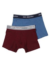 DON ALGODON Pack 2 Boxers niño (2-4, Azul/Granate)