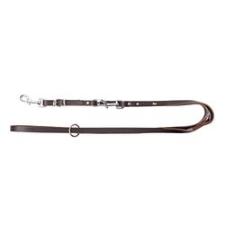Dingo Brown Leash for Dog Genuine Leather Adjustable with Swappable Snap-Hook 10253
