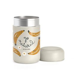 Suavinex, Pot Isotherme , Boîte Isotherme pour Bébé 100% Inox. Maintient la Température Pendant Plus de 6 Heures. Hermétique, Fermeture à Vis. Qualité et Résistance. 400 ml. Banane, Gris