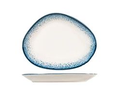 H&H Jupiter Piatto Ovale in Porcellana, 30cm, Design Moderno, Elegante, per servire le pietanze, Sfumature Blu