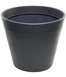 Dehner Bloempot Groovy, plantenpot vorstbestendig/uv-bestendig/weerbestendig, gerecyclede pot ca. Ø 42 cm, hoogte 36,3 cm, kunststof, antraciet