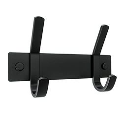 SAYONEYES Matte Black Coat Rack Wall Mount with 2 Double Hooks for Hanging – 6 Inch Heavy Duty SUS304 Stainless Steel Rustic Coat Hooks – Hat, Clothes, Purse, Towel Wall Hooks – 1 Pack