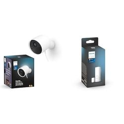 Philips Hue Secure, Telecamera di Sicurezza con Cavo, HD 1080p, Notifiche Push, per Interni, Bianco + Philips Hue Secure, Sensori di Contatto, Installazione Wireless, Montaggio Facile, Bianco