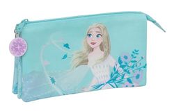 La Reine des Neiges II Hello Spring Trousse Triple pour Enfant, idéale pour Les Enfants d'âge Scolaire, Confortable et Polyvalente, qualité et résistance, 22 x 3 x 12 cm, Couleur Bleu Clair, Bleu