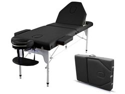 QUIRUMED Elite Aluminium Inklapbare Massagetafel, 186 x 66 cm, Kleur Zwart, Massagetafel, Kunstleer, Hoge dichtheid bekleding, Lichtgewicht, In hoogte verstelbaar, In hoogte verstelbaar