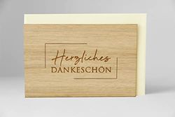 Holzgrusskarten Originele hartelijk bedankje, 100% handgemaakt in Oostenrijk, van eikenhout gemaakte cadeaukaart, wenskaart, vouwkaart, ansichtkaart, bedankkaart