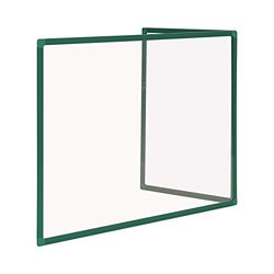 Bi-Office Mampara Vidrio Templado Sobremesa Marco Aluminio Lacado Verde en Forma L, 120 X 90 Cm and 60 X 90 Cm