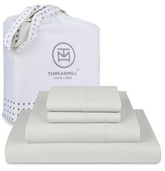 Threadmill Luxuriöse Supima-Baumwoll-Bettlaken, Luxury Fadenzahl 1200, Weiche 100% Baumwolle, für Queen-Size-Bett, 5-Sterne-Hotelqualität, tiefe Tasche