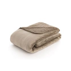 BELUM | Sofa Blanket 150 x 200 cm Extra Sofa, Reversible Double Texture Sedalina and Other Sherpa, Taupe Sofa Blanket for Bed, Travel, Blanket for Any Use