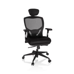hjh OFFICE 657100 professionele bureaustoel VENUS BASE stof/net zwart draaistoel ergonomisch met lendensteun